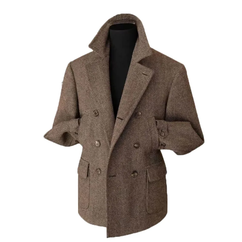 Veste blazer croisée style vintage pour homme – Élégance classique pour occasions habillées et décontractées - Image 14