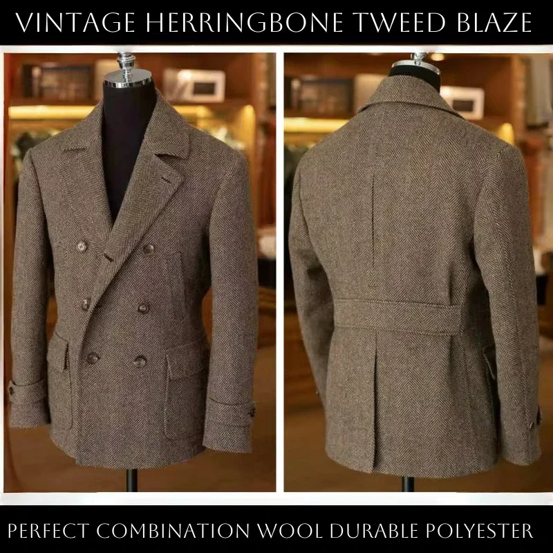 Veste blazer croisée style vintage pour homme – Élégance classique pour occasions habillées et décontractées - Image 6