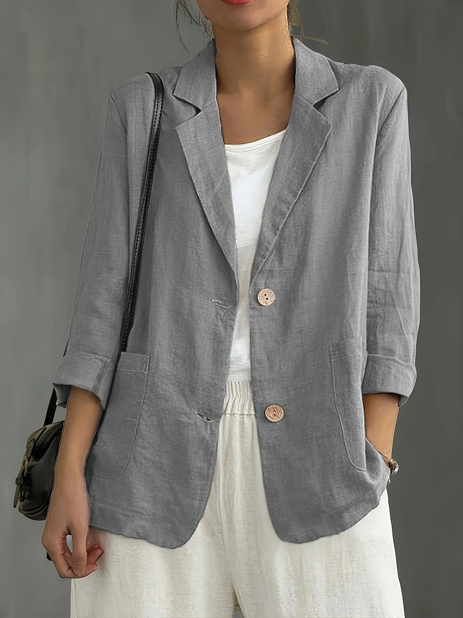 Veste blazer décontractée élégante pour femme à manches longues style urbain - Image 10
