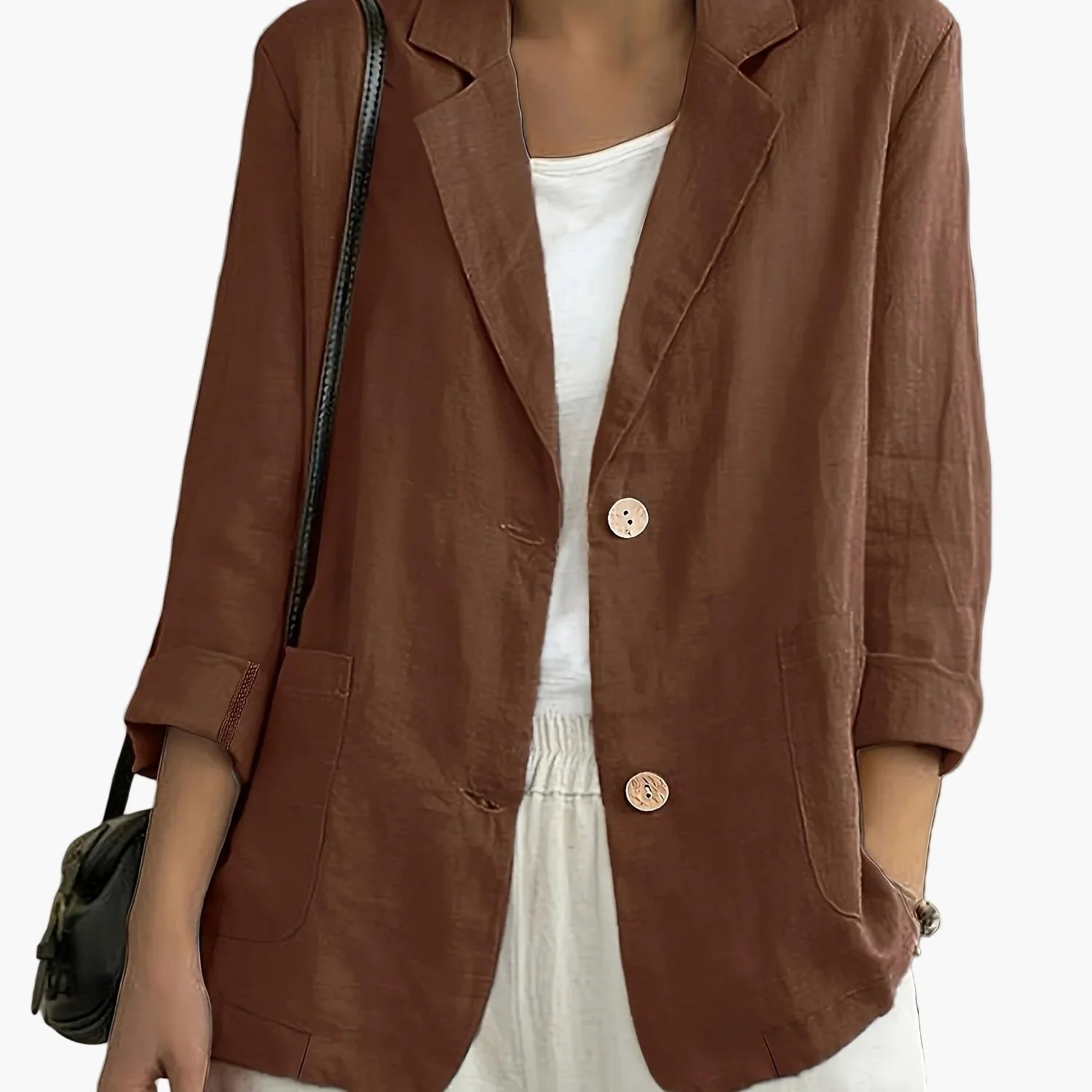 Veste blazer décontractée élégante pour femme à manches longues style urbain - Image 22