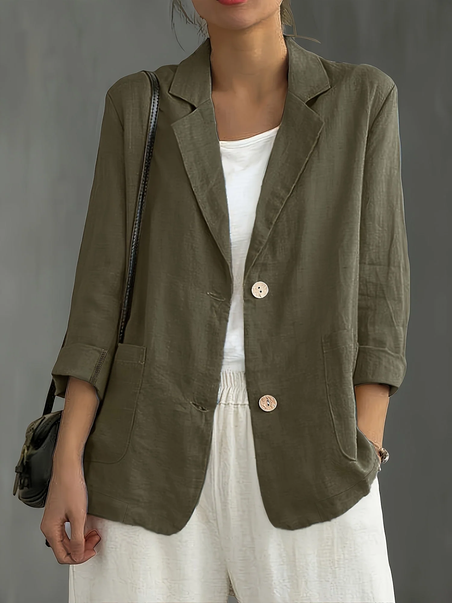 Veste blazer décontractée élégante pour femme à manches longues style urbain - Image 3