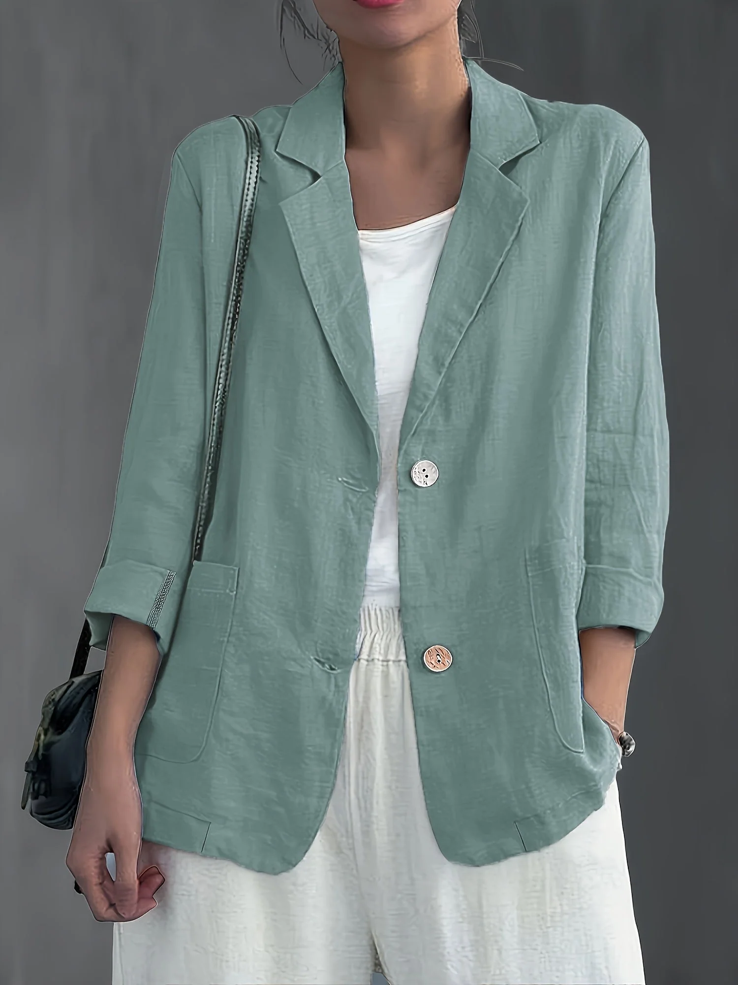 Veste blazer décontractée élégante pour femme à manches longues style urbain - Image 4