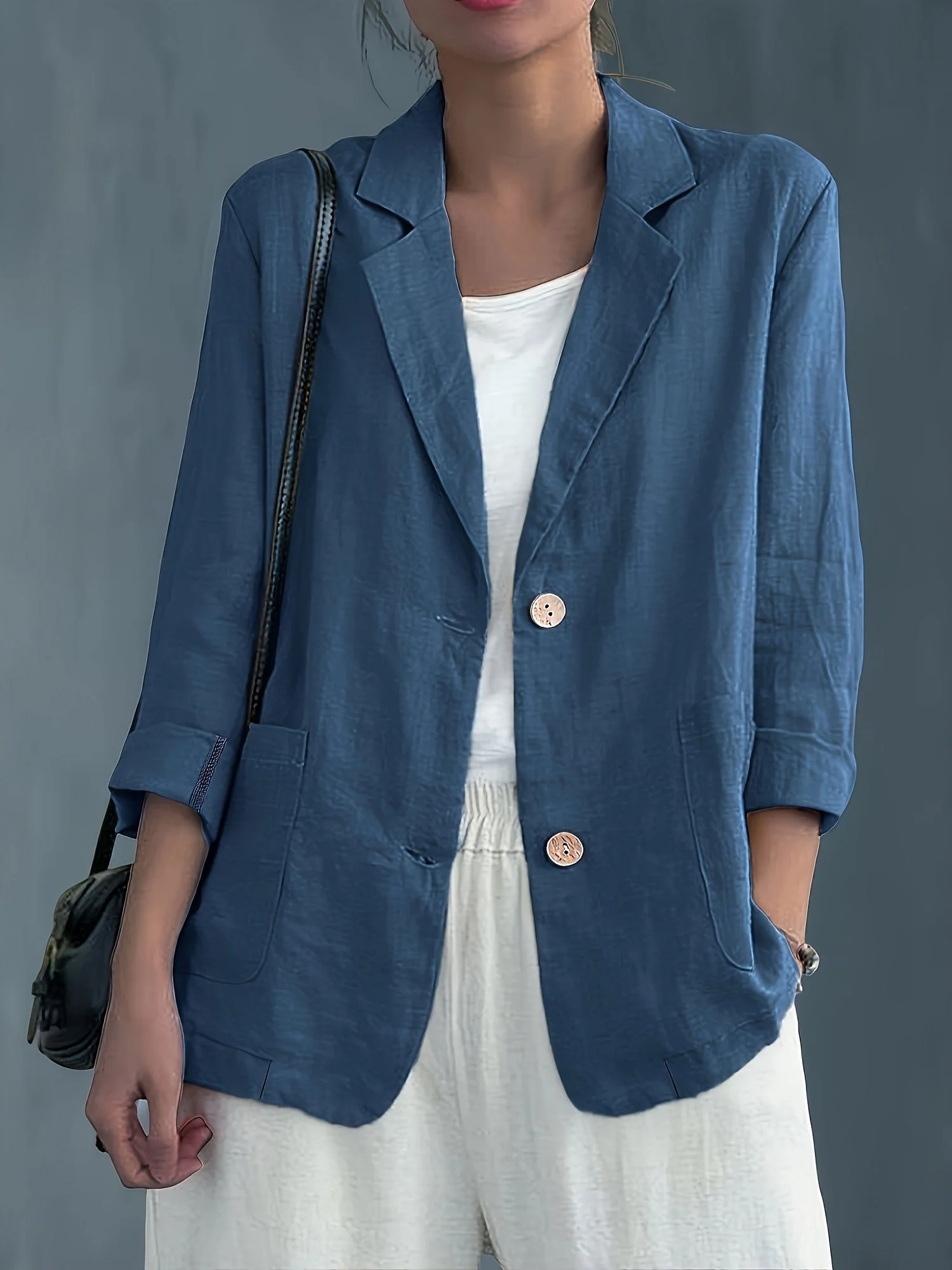 Veste blazer décontractée élégante pour femme à manches longues style urbain - Image 5