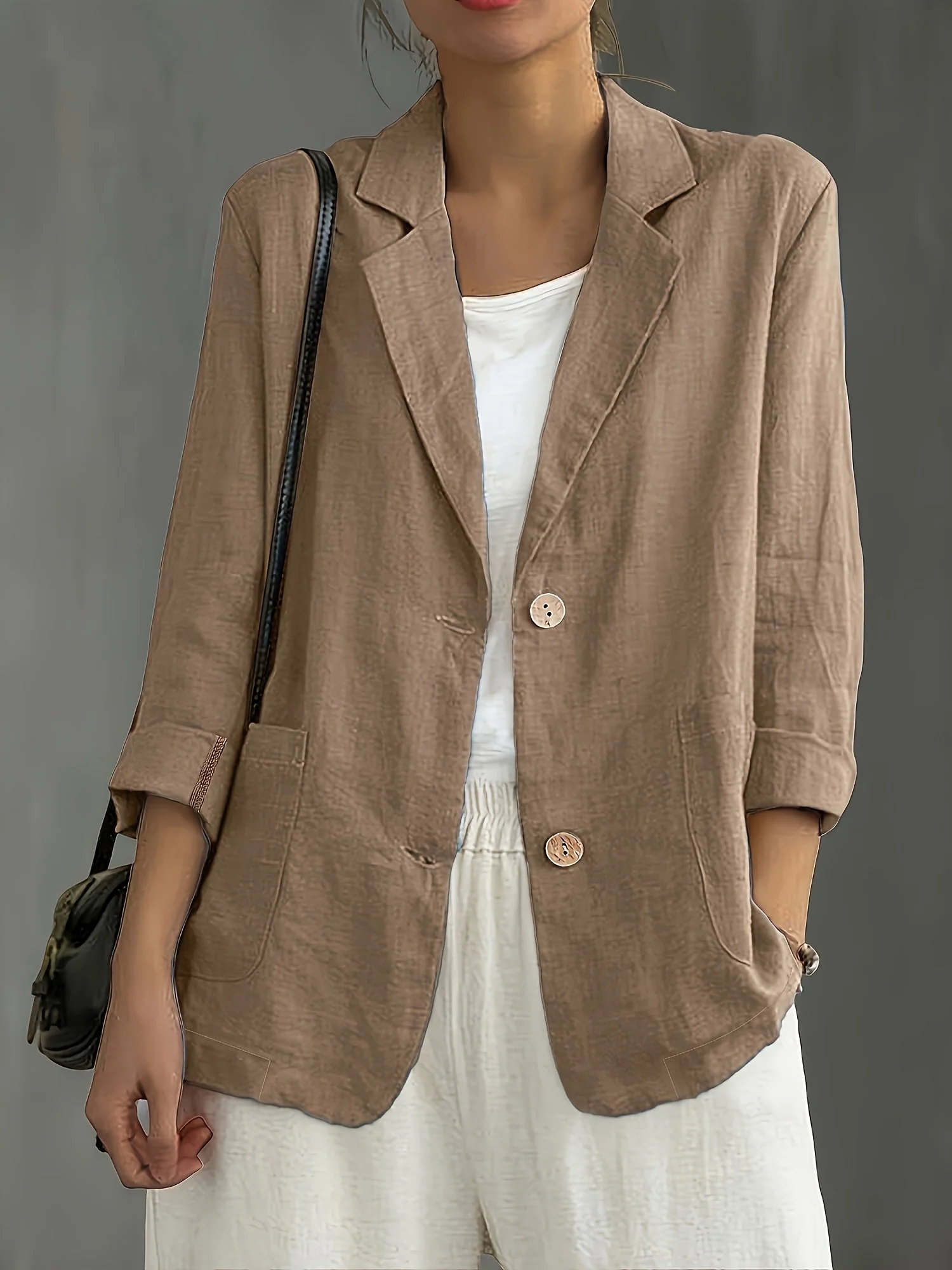Veste blazer décontractée élégante pour femme à manches longues style urbain - Image 6