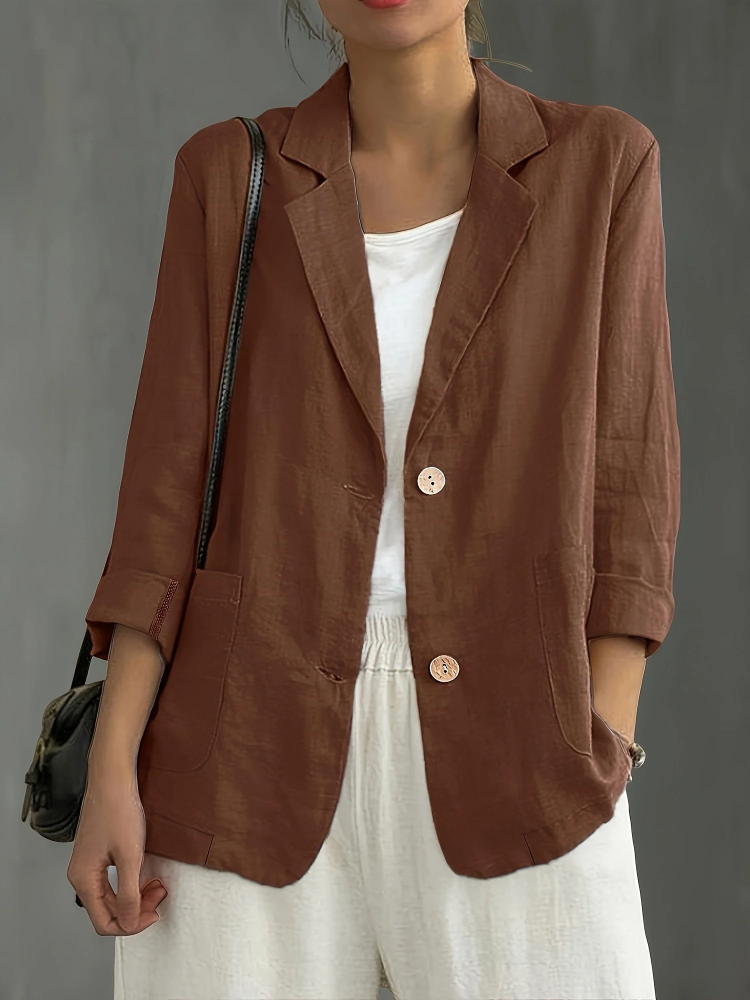 Veste blazer décontractée élégante pour femme à manches longues style urbain - Image 8