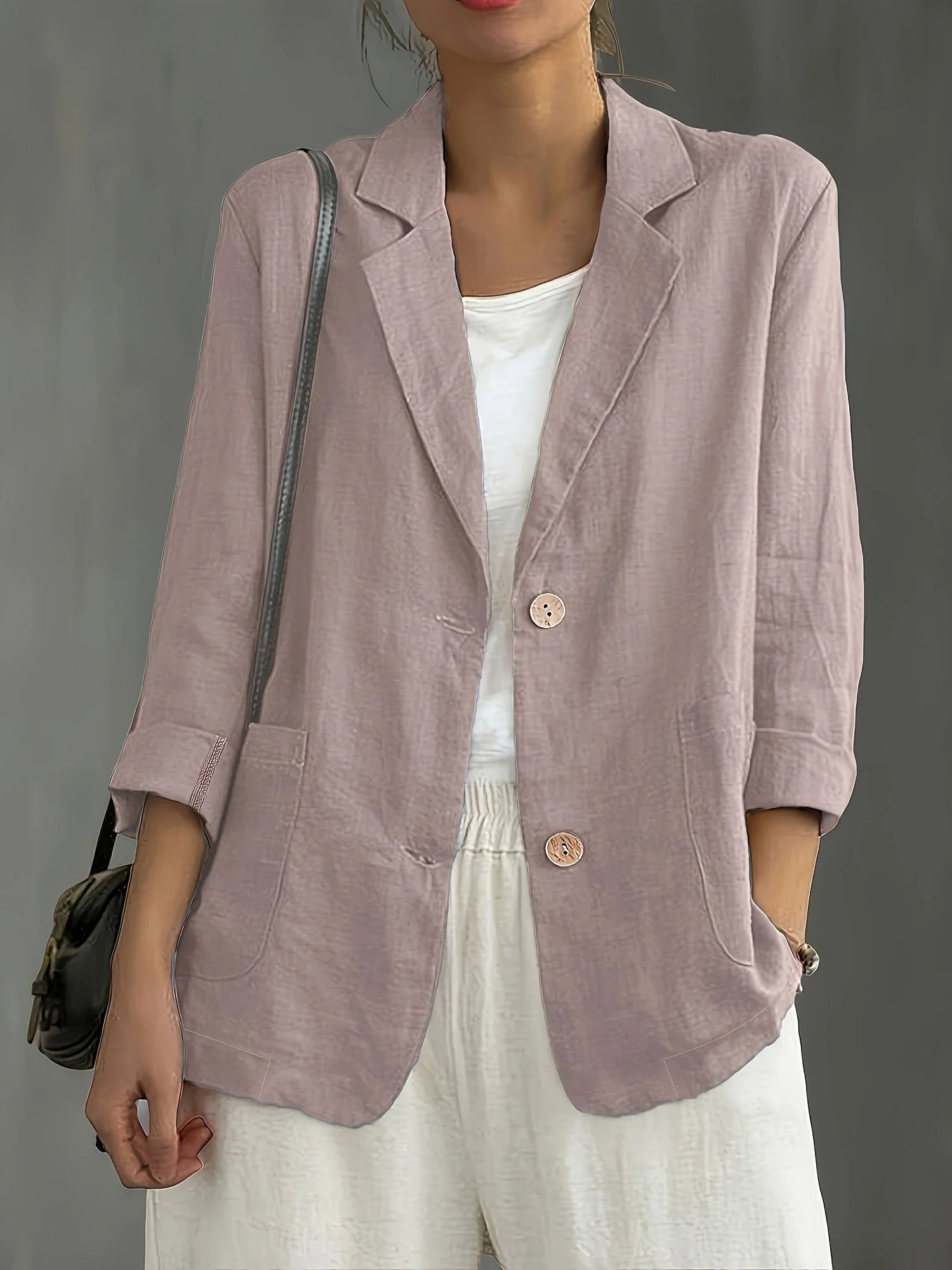 Veste blazer décontractée élégante pour femme à manches longues style urbain - Image 9