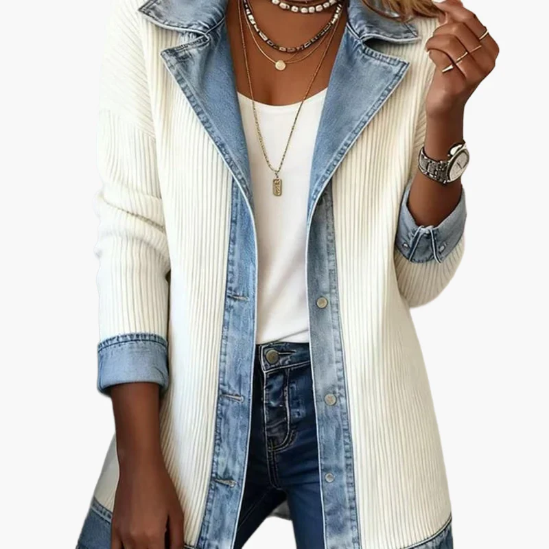 Veste blazer élégante pour femme style urbain chic à revers contrastés - Image 11