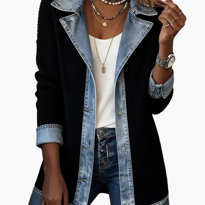 Veste blazer élégante pour femme style urbain chic à revers contrastés - Image 12