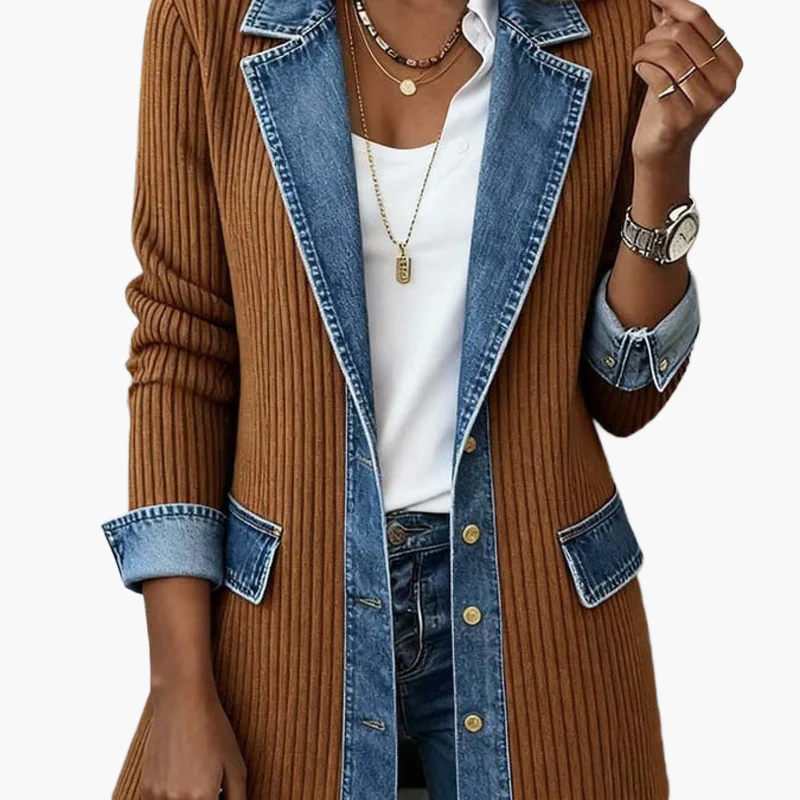 Veste blazer élégante pour femme style urbain chic à revers contrastés - Image 14