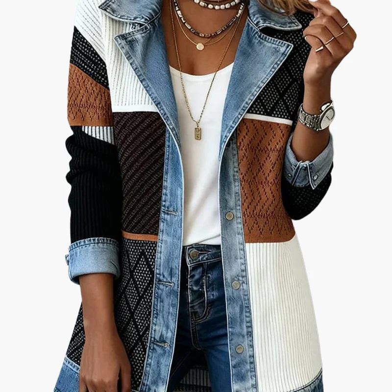Veste blazer élégante pour femme style urbain chic à revers contrastés - Image 17