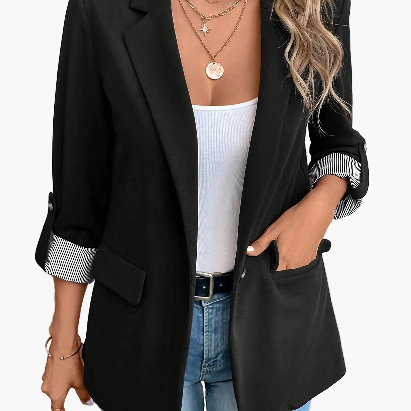Veste Blazer Femme Élégant Style Professionnel Polyvalent - Image 12