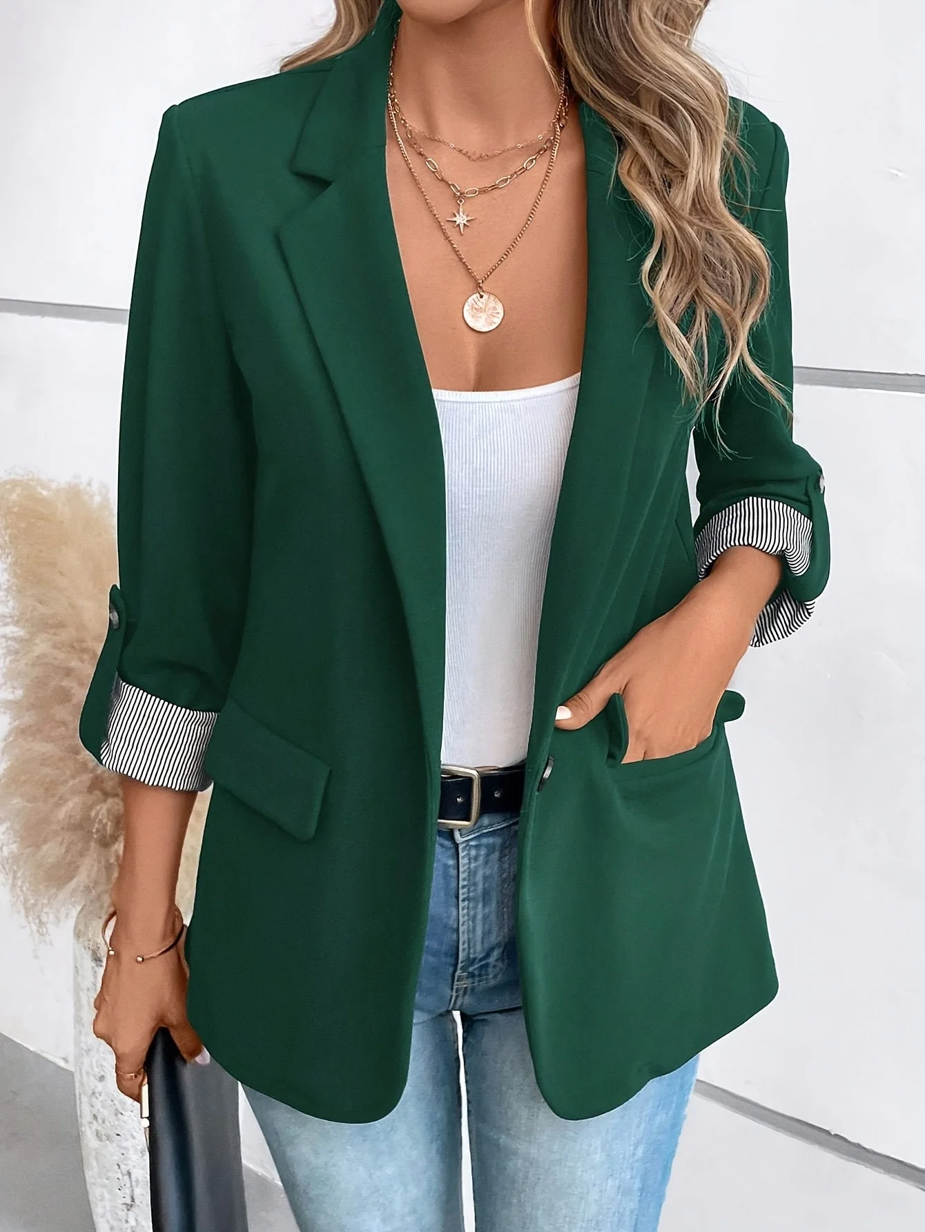 Veste Blazer Femme Élégant Style Professionnel Polyvalent - Image 3