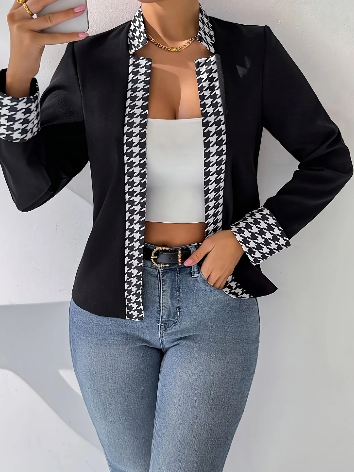 Veste blazer femme style élégant à motifs géométriques pour le bureau et les sorties - Image 4