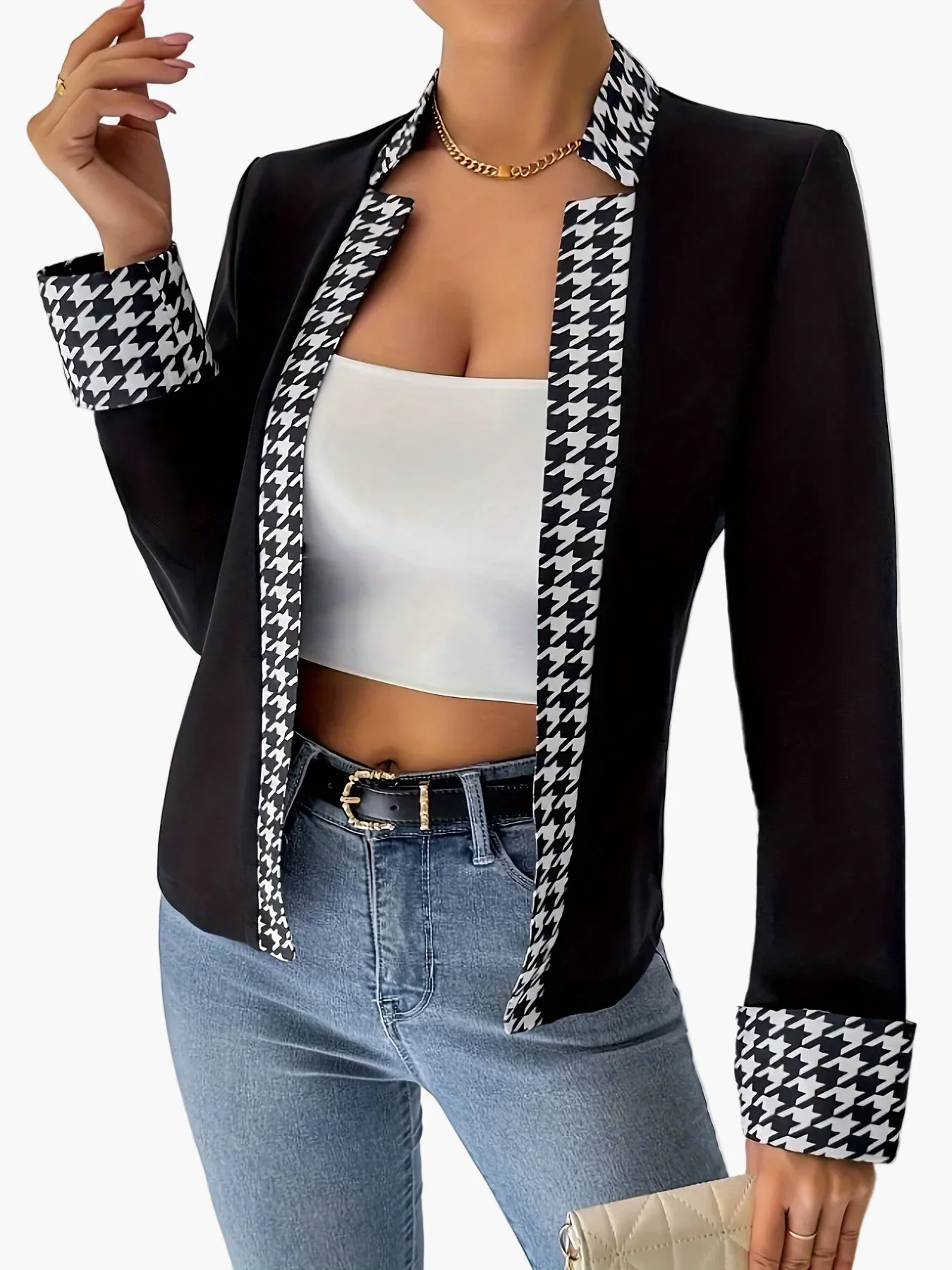 Veste blazer femme style élégant à motifs géométriques pour le bureau et les sorties - Image 5