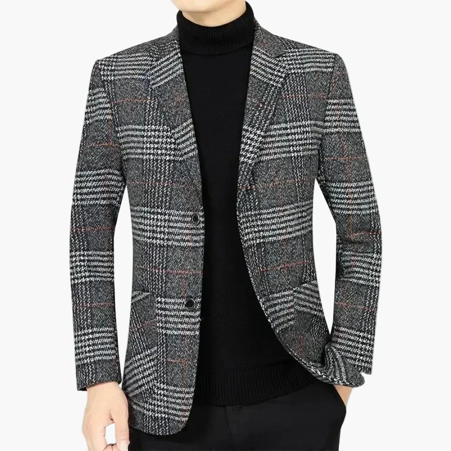 Veste Blazer Homme Élégant à Carreaux Style Business Décontracté - Image 2