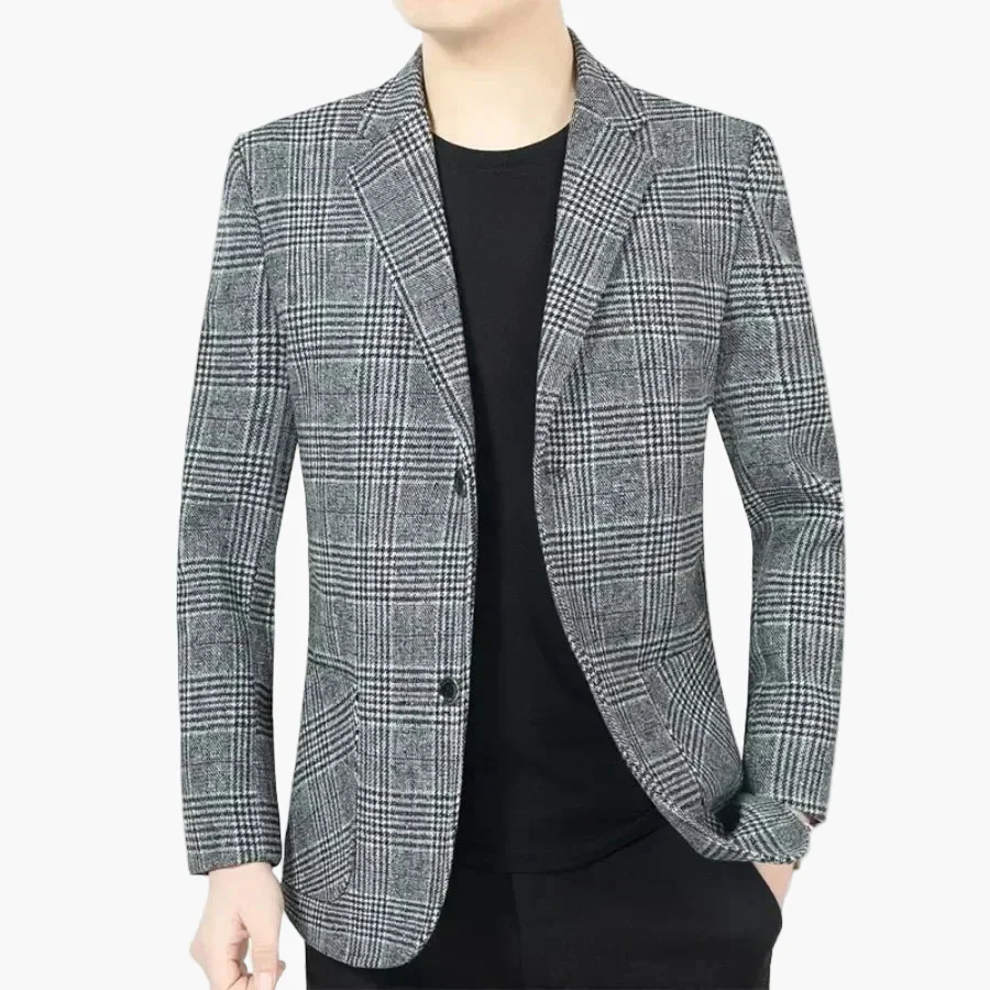Veste Blazer Homme Élégant à Carreaux Style Business Décontracté - Image 3