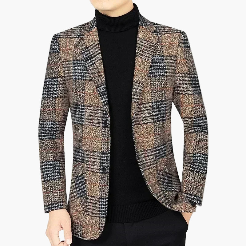 Veste Blazer Homme Élégant à Carreaux Style Business Décontracté - Image 4