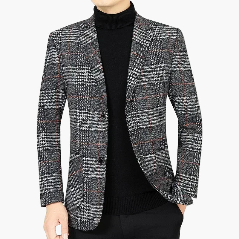 Veste Blazer Homme Élégant à Carreaux Style Business Décontracté - Image 5