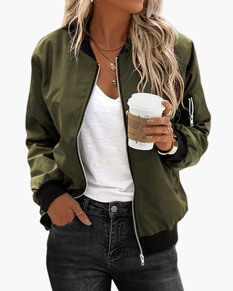 Veste Bomber Classique Décontractée pour Femme – Style Urbain et Polyvalent - Image 3