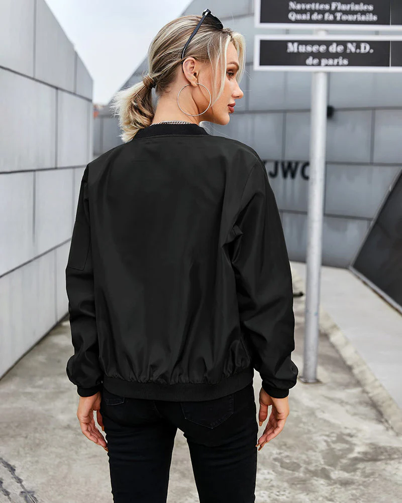 Veste Bomber Classique Décontractée pour Femme – Style Urbain et Polyvalent - Image 7