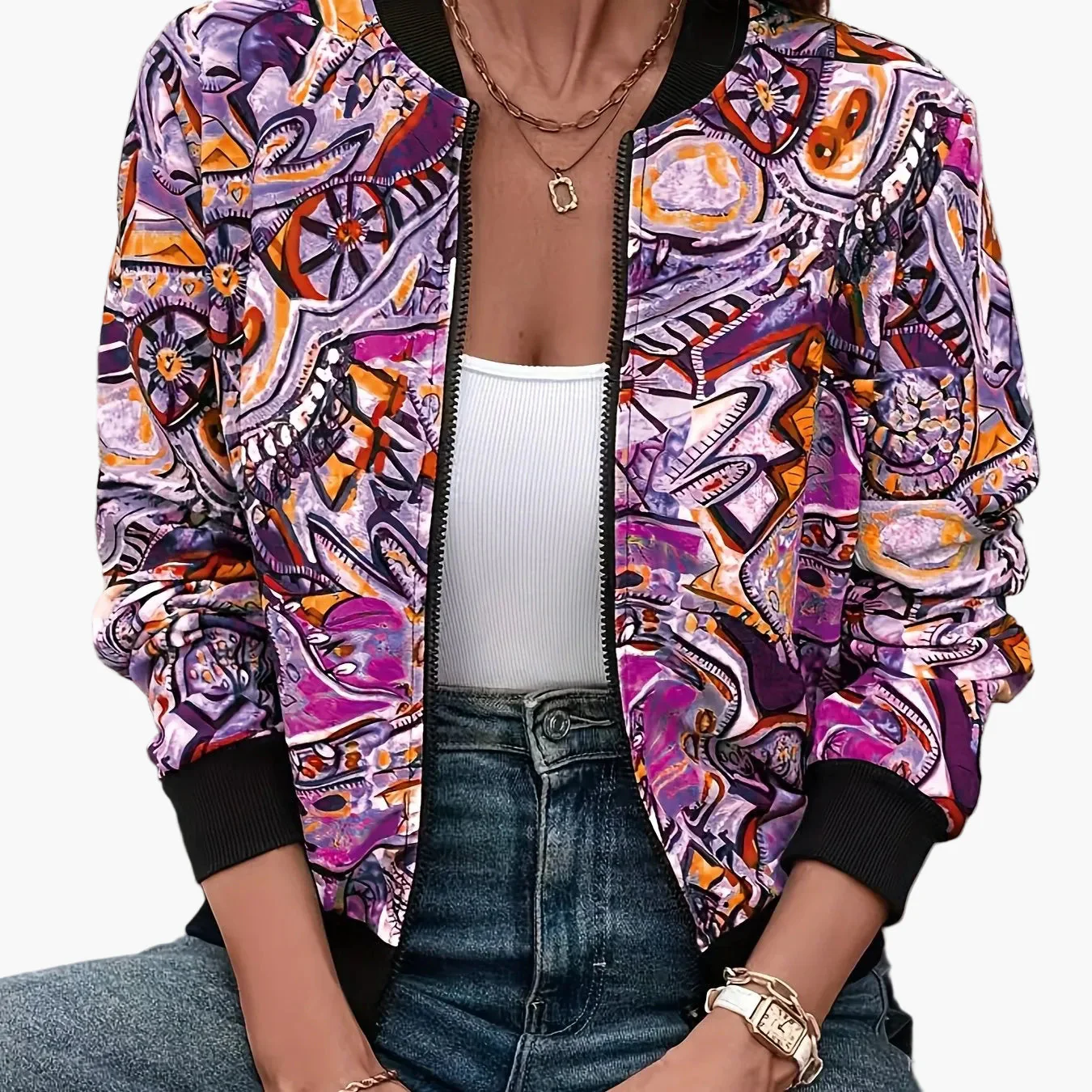 Veste Bomber Décontractée Femme Motif Graphique Style Vacances - Image 12