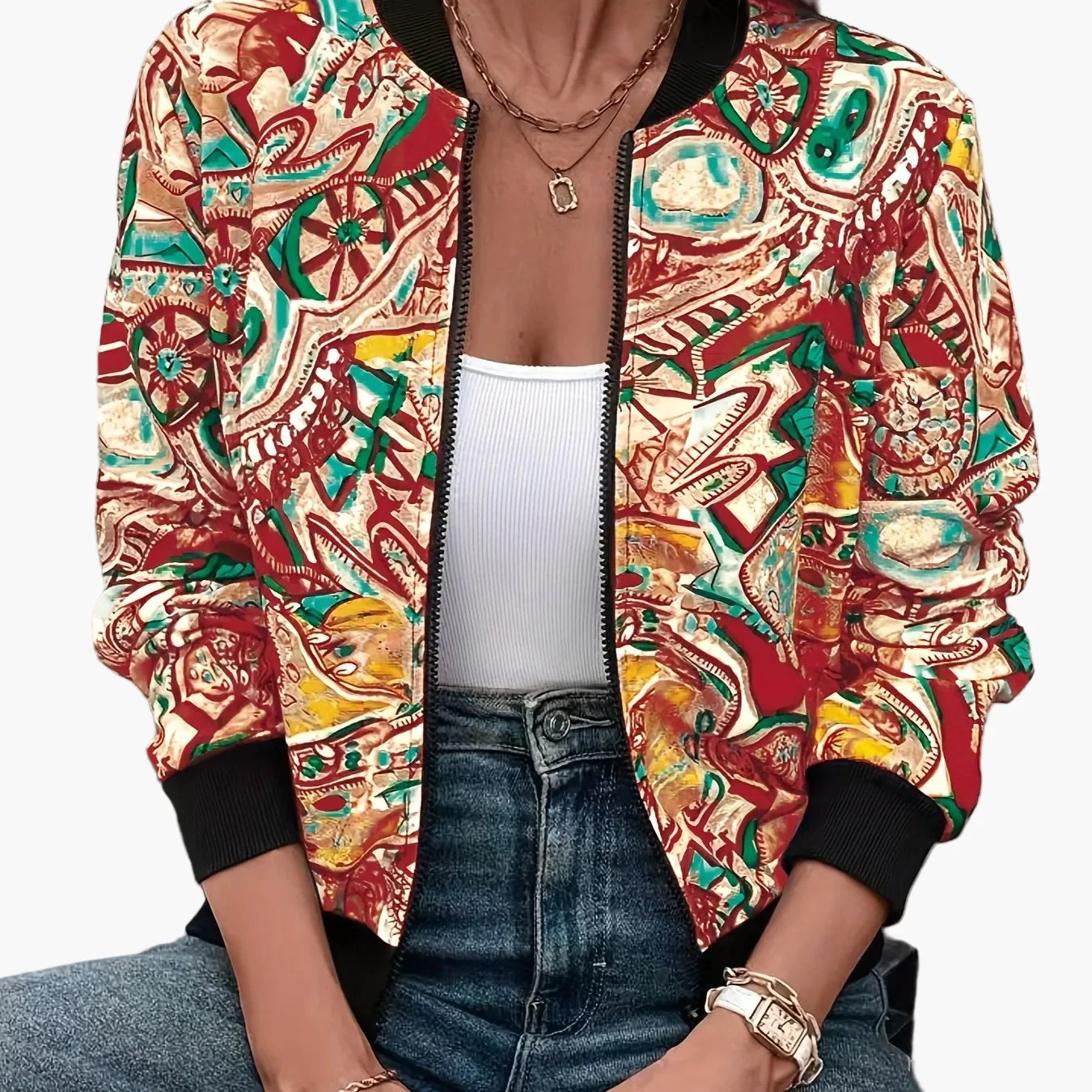 Veste Bomber Décontractée Femme Motif Graphique Style Vacances - Image 13