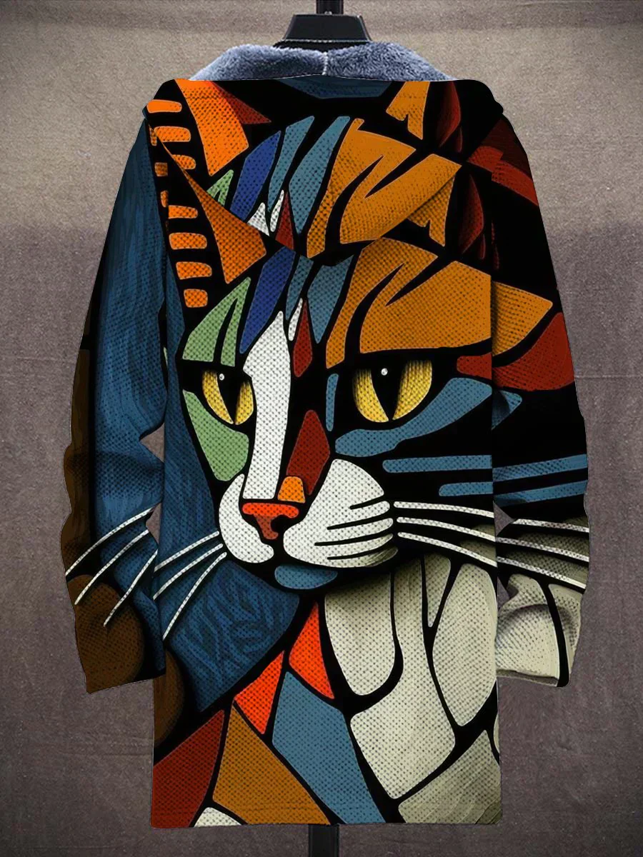 Veste à Capuche Femme Style Artistique Motif Chat Graphique – Mode Décontractée et Originale - Image 3