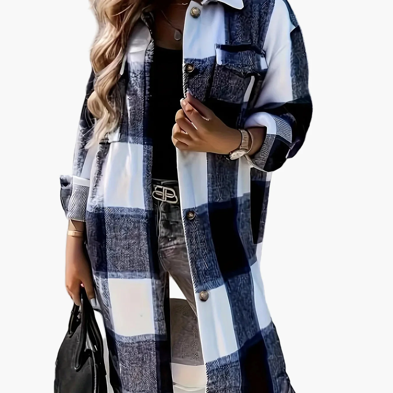 Veste Chemise À Carreaux Style Décontracté Pour Femme - Idéale Pour Mi-Saison - Image 11