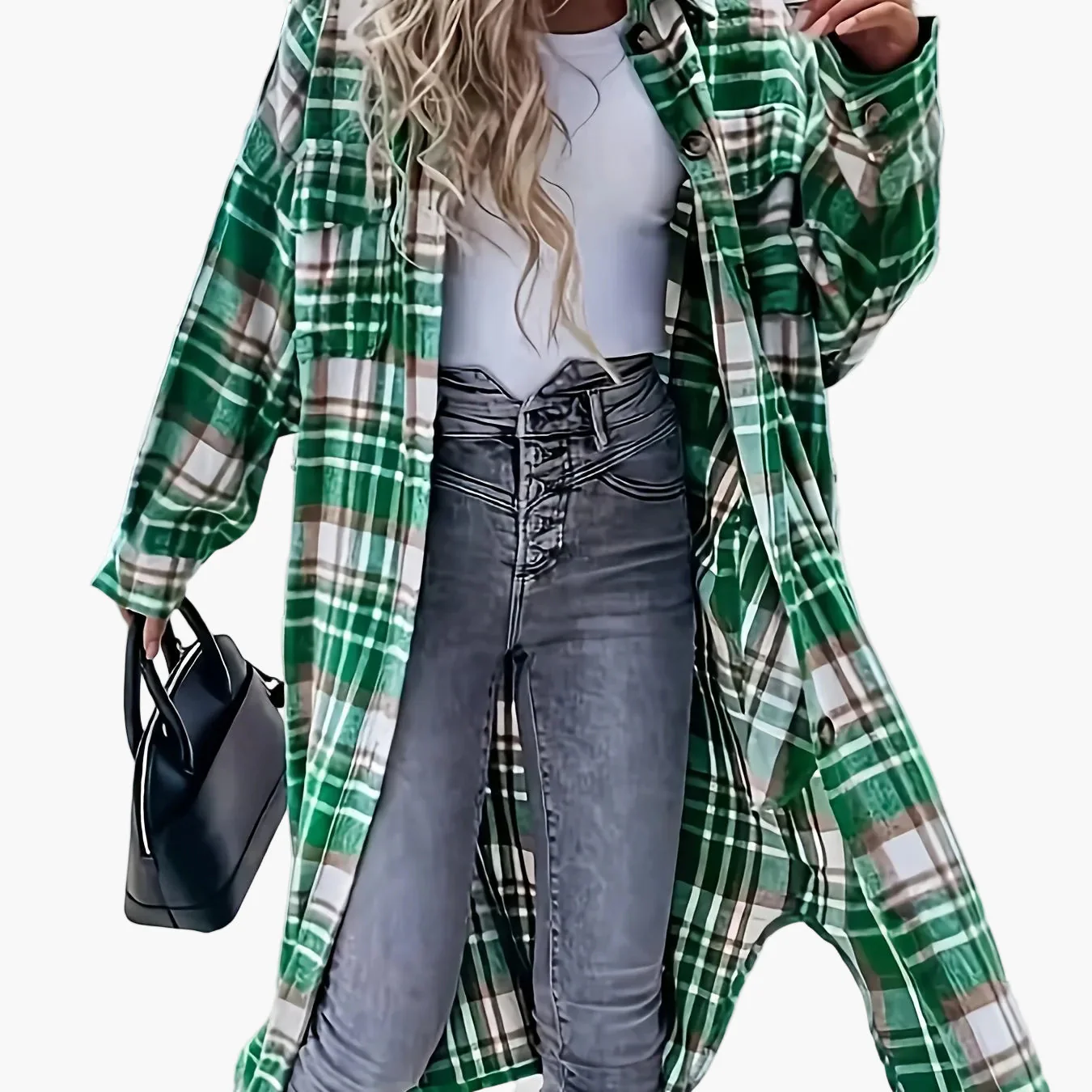 Veste Chemise À Carreaux Style Décontracté Pour Femme - Idéale Pour Mi-Saison - Image 14