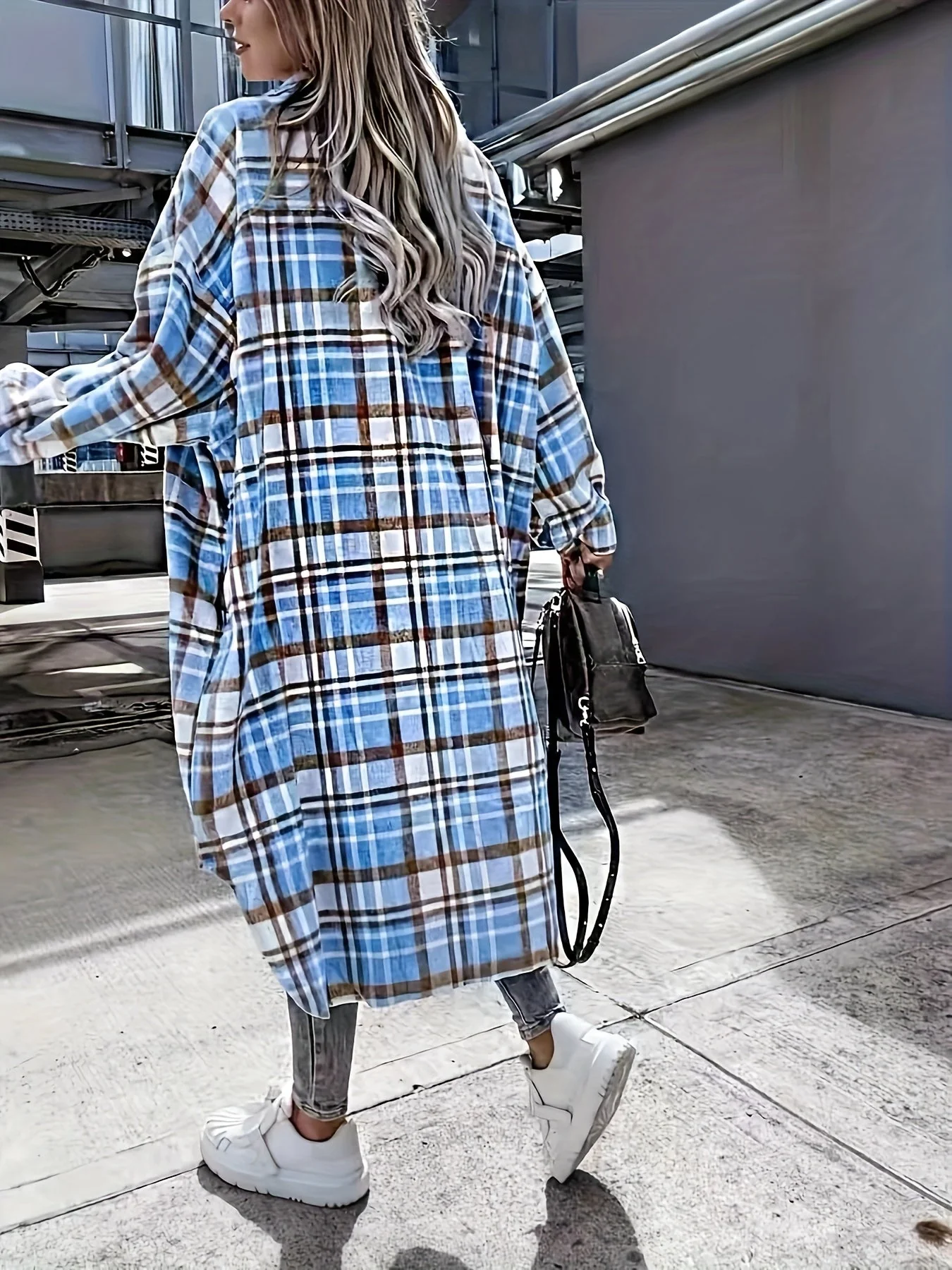 Veste Chemise À Carreaux Style Décontracté Pour Femme - Idéale Pour Mi-Saison - Image 7