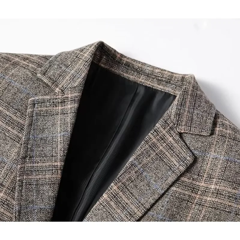 Veste de costume homme élégante à carreaux style business et loisirs - Image 4