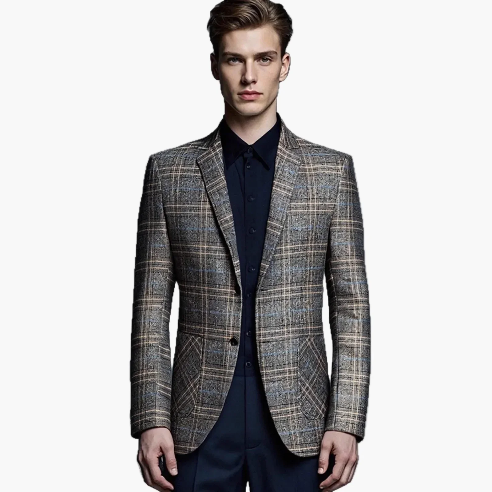 Veste de costume homme élégante à carreaux style moderne pour affaires ou occasions formelles - Image 4