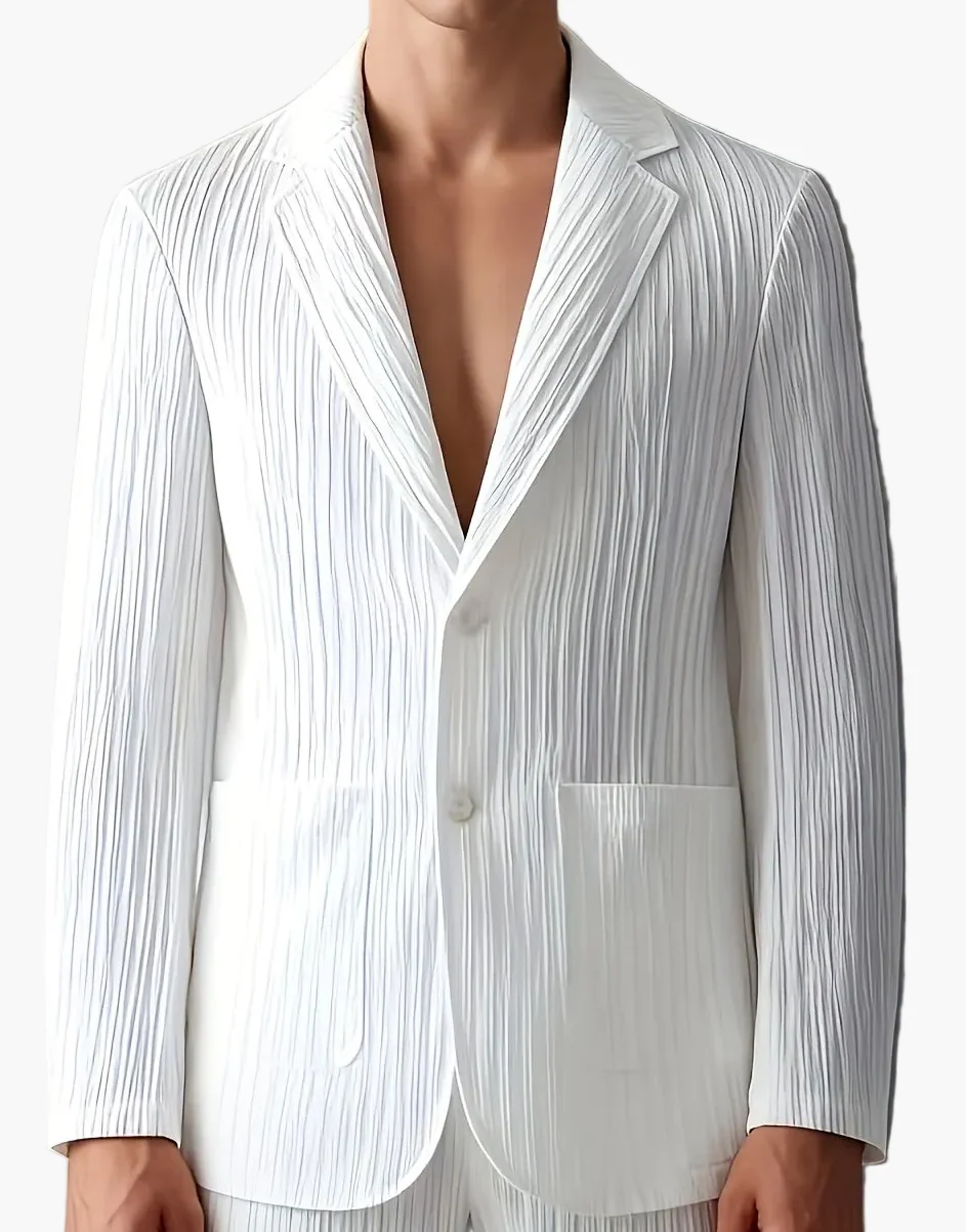 Veste de costume homme élégante à rayures style casual pour printemps/été - Image 12