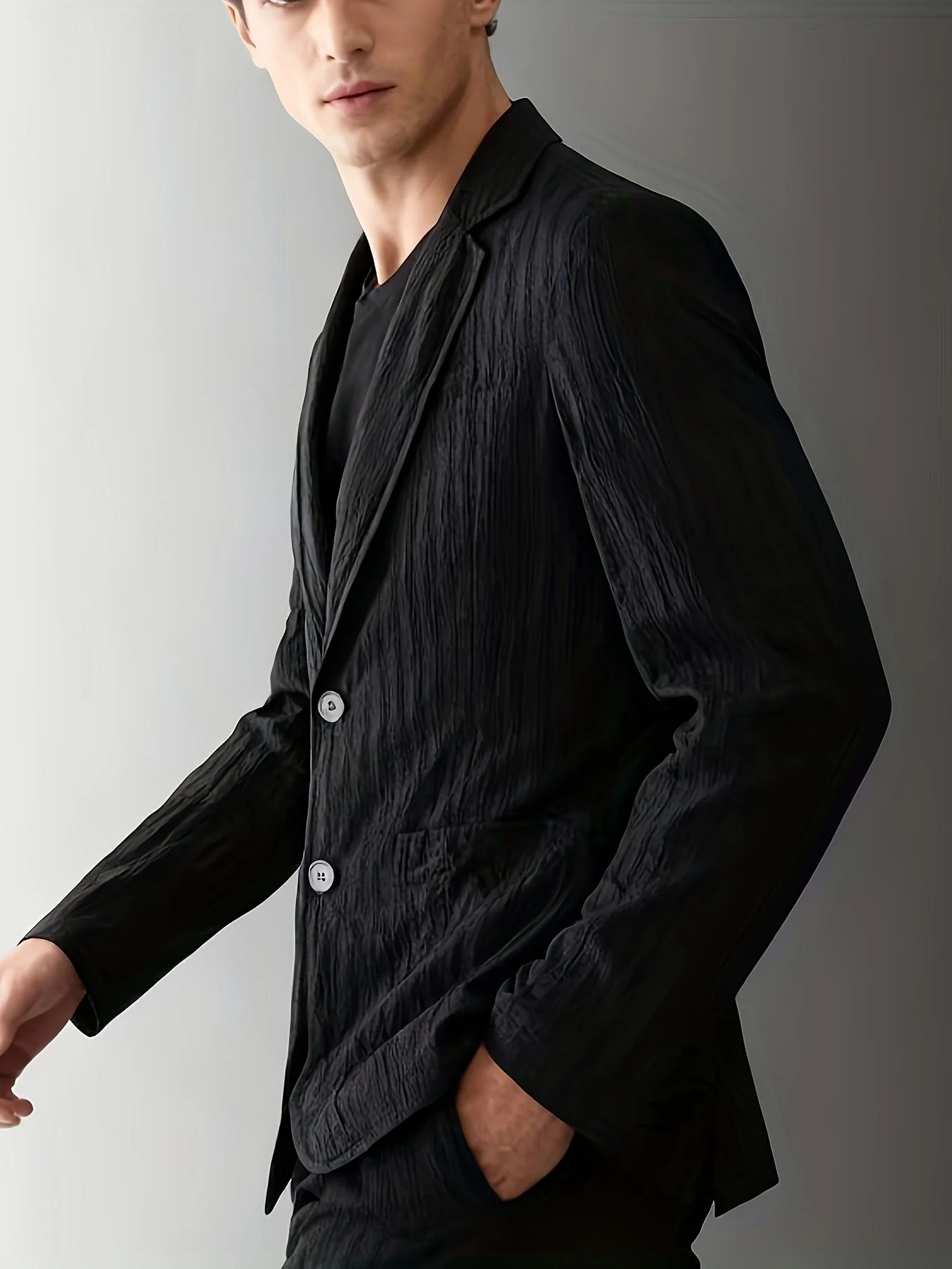 Veste de costume homme élégante à rayures style casual pour printemps/été - Image 2