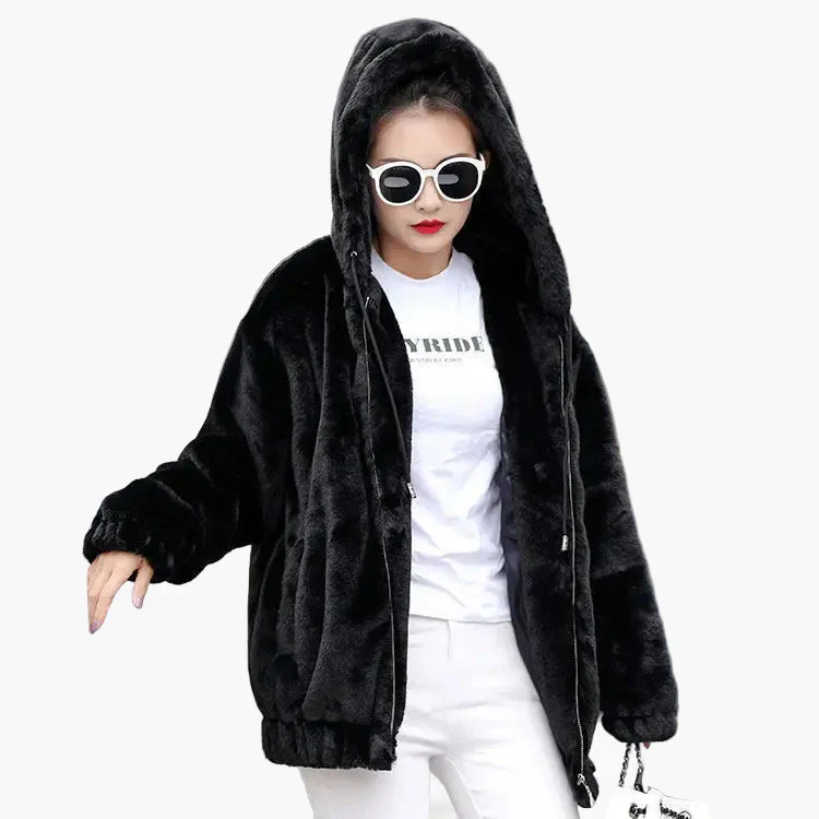 Veste doudou femme coupe ample avec capuche tendance hiver - Image 2