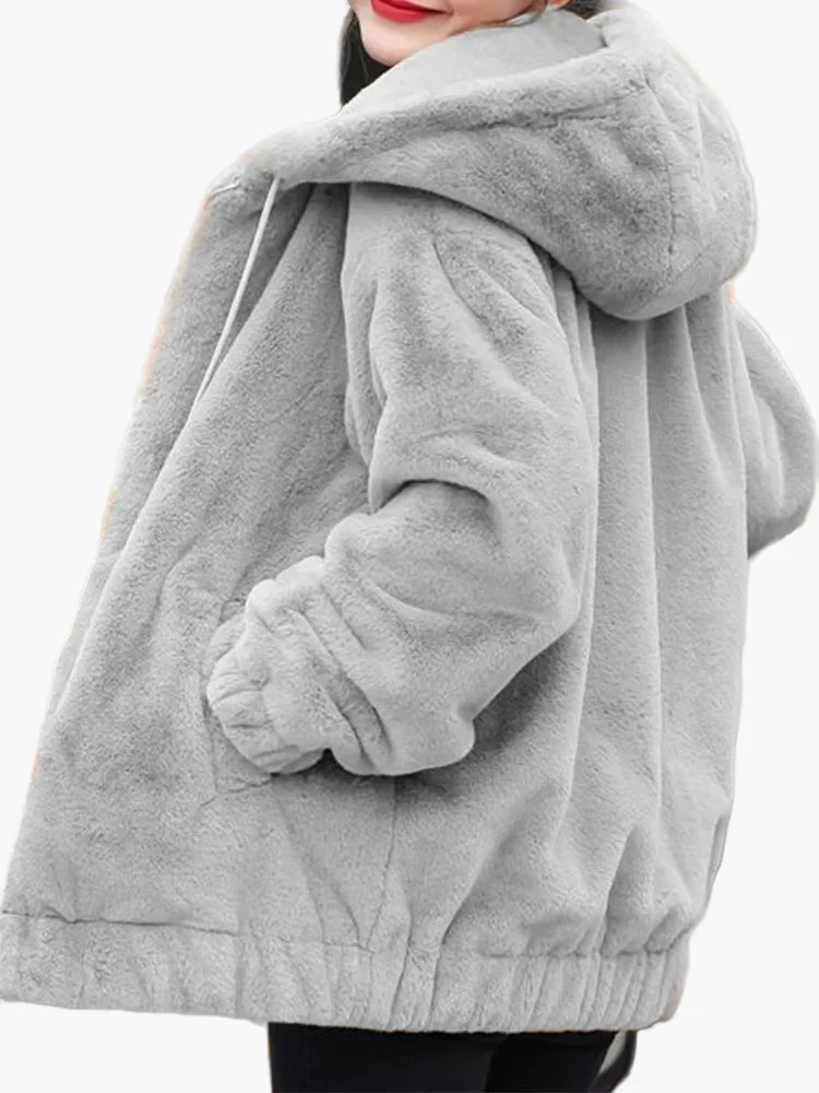 Veste doudou femme coupe ample avec capuche tendance hiver - Image 4