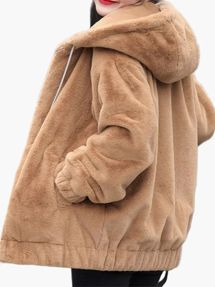 Veste doudou femme coupe ample avec capuche tendance hiver - Image 5