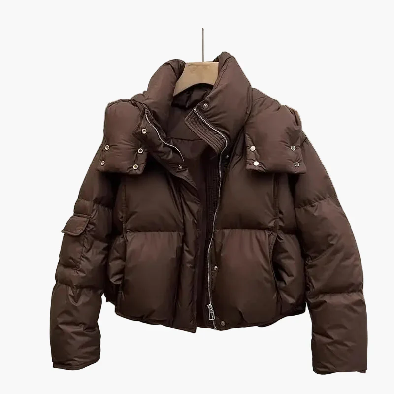 Veste doudoune courte épaisse femme style urbain hiver - Image 2