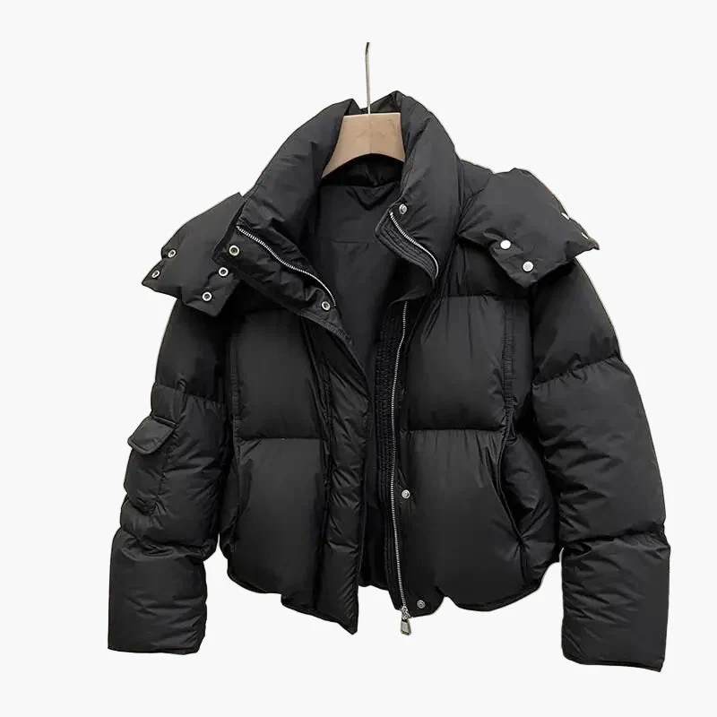Veste doudoune courte épaisse femme style urbain hiver - Image 3