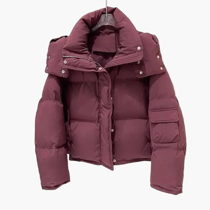 Veste doudoune courte épaisse femme style urbain hiver - Image 4