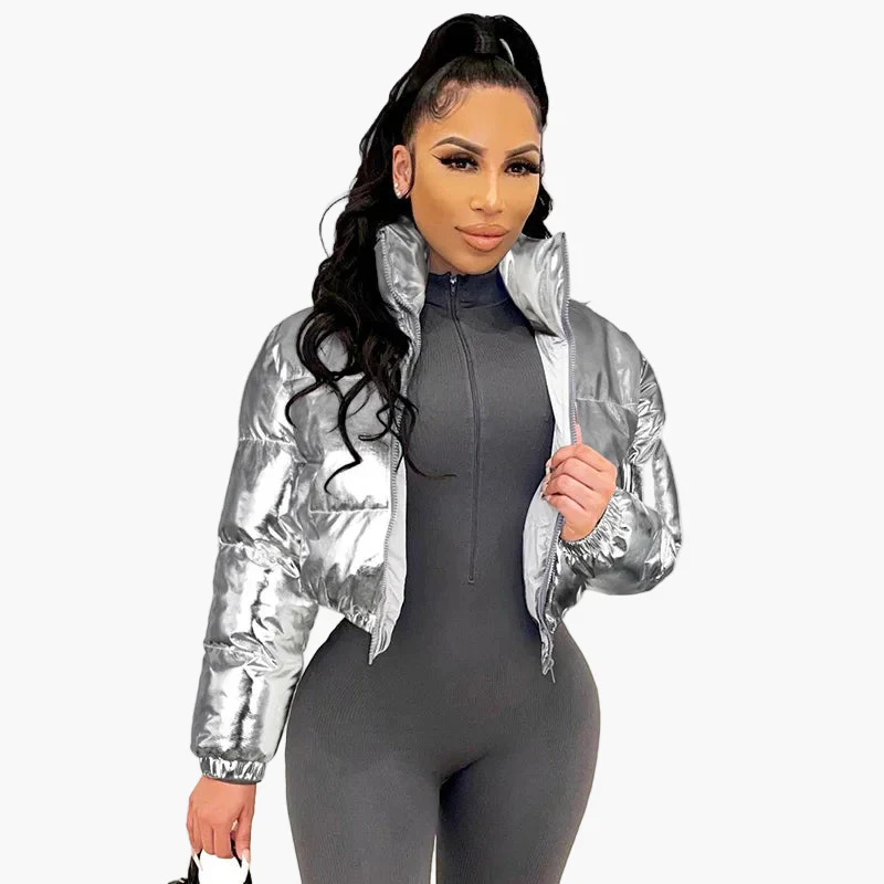Veste doudoune courte femme style urbain chic pour hiver - Image 2