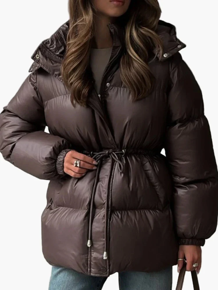 Veste doudoune femme coupe longue style urbain hiver - Image 3