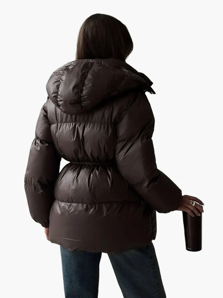 Veste doudoune femme coupe longue style urbain hiver - Image 4