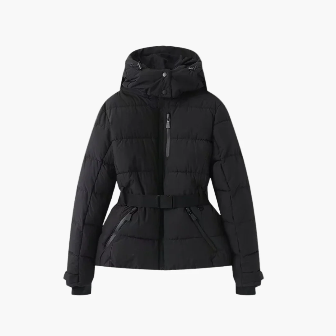 Veste doudoune femme élégante à capuche et ceinture – Style moderne pour l’hiver - Image 10