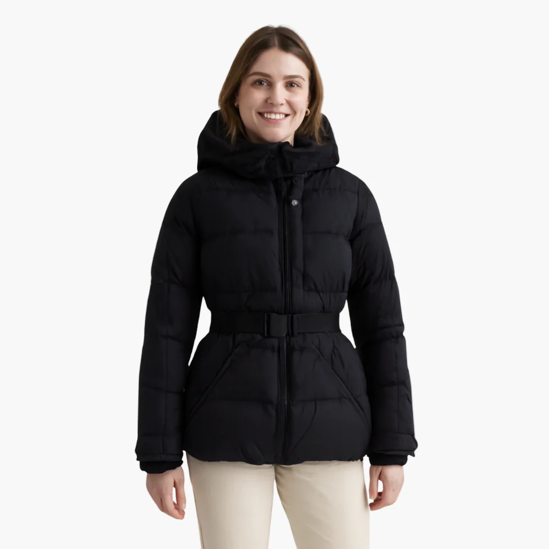 Veste doudoune femme élégante à capuche et ceinture – Style moderne pour l’hiver - Image 7
