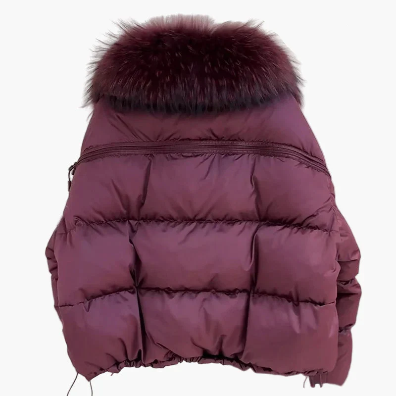 Veste doudoune femme style urbain avec col fourrure, coupe décontractée, idéale hiver - Image 2
