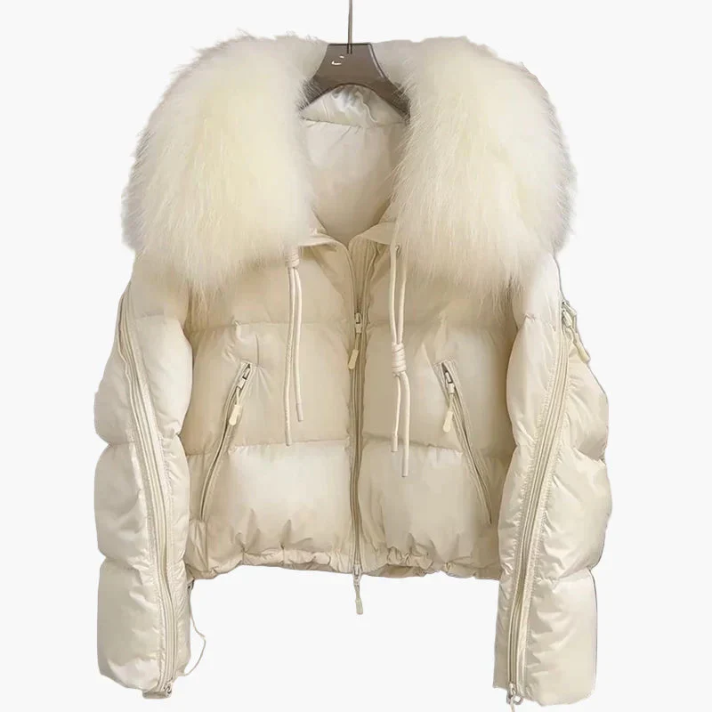 Veste doudoune femme style urbain avec col fourrure, coupe décontractée, idéale hiver - Image 5