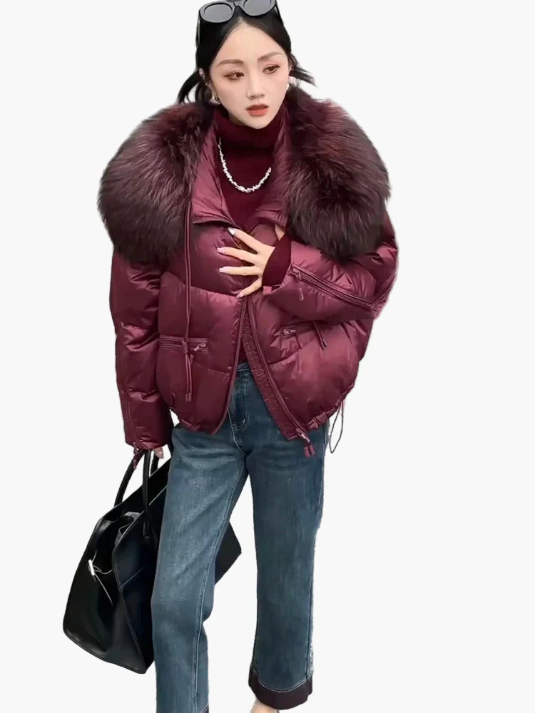 Veste doudoune femme style urbain avec col fourrure, coupe décontractée, idéale hiver - Image 7
