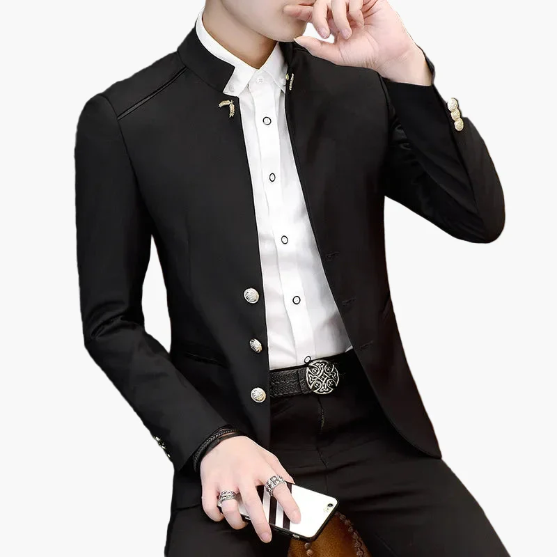 Veste élégante col mao pour homme style urbain chic soirée et bureau - Image 3