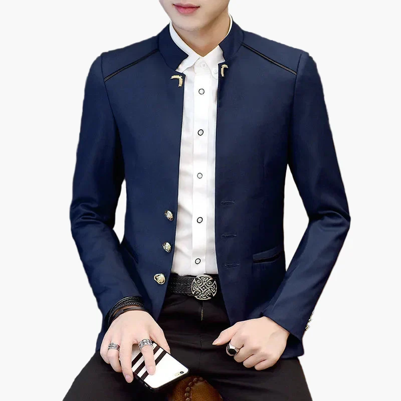 Veste élégante col mao pour homme style urbain chic soirée et bureau - Image 5
